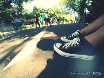 People walking on road