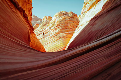 Low angle view of rock formations