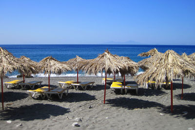 Panoramic view of beach against clear sky