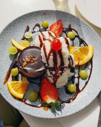 Colourful dessert with fresh fruit.