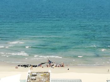 High angle view of people on beach