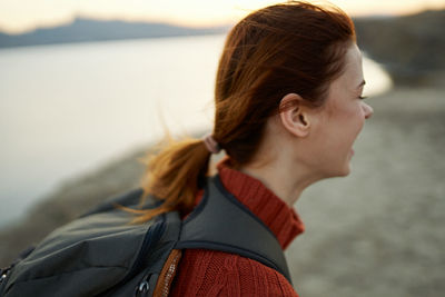 Portrait of beautiful woman on beach