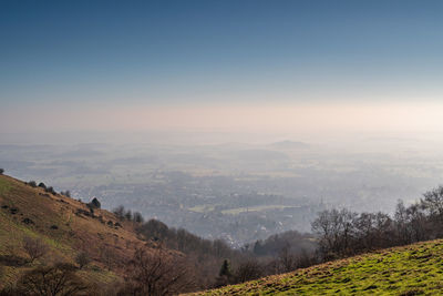 Scenic view of landscape against sky during sunset