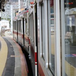 Train at railroad station platform