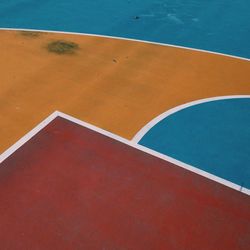 High angle view of basketball court