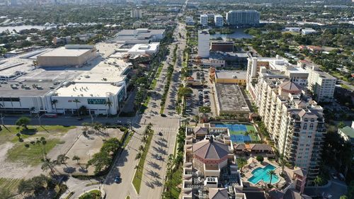 High angle view of street amidst buildings in city