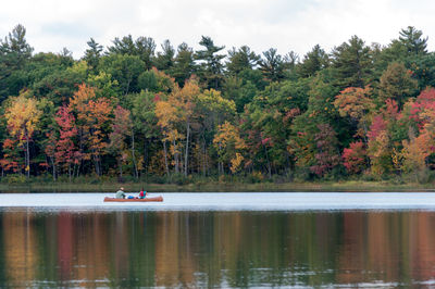 Scenic view of lake and trees against sky