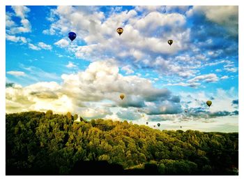 Scenic view of hot air balloon against sky