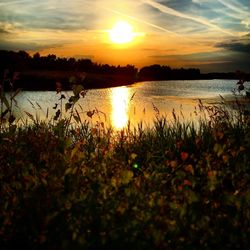 Sunset over lake