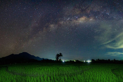 The night star when the weather is clear over the mountain range in indonesia