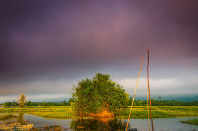 Scenic view of lake against sky