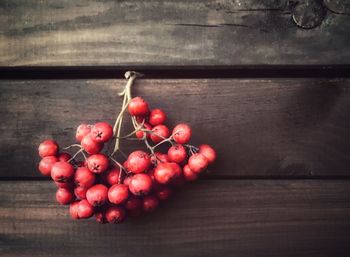 Close-up of cherries on table