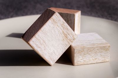 Close-up of toy blocks on table
