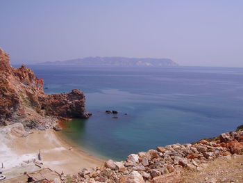 Scenic view of sea against clear sky