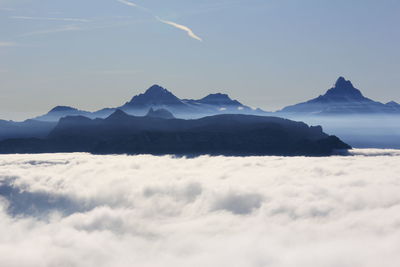 Scenic view of mountains against sky