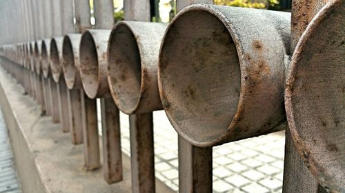 Close-up of railings