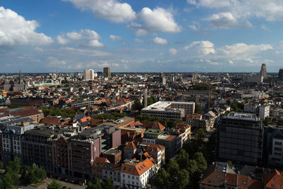 High angle view of townscape against sky