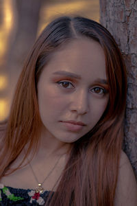 Close-up portrait of a beautiful young woman