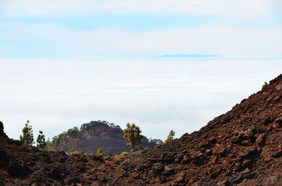 Scenic view of landscape against cloudy sky