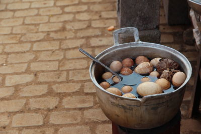 Close-up of antique in basket