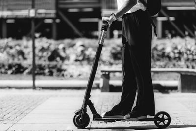 Close up detail of electric scooter.