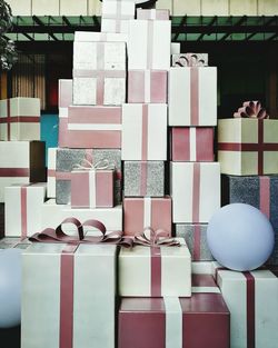 Stacked gifts during christmas