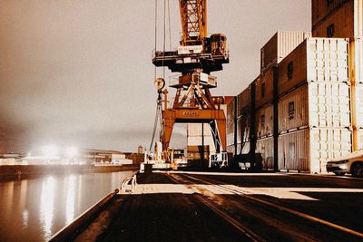 View of commercial dock against sky