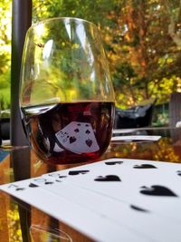 Close-up of drink in glass on table