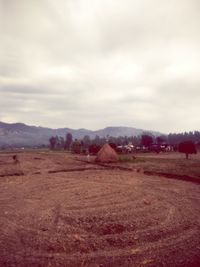 Scenic view of landscape against cloudy sky