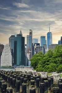 Buildings in city against sky