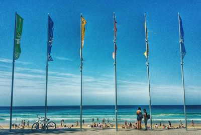 Scenic view of sea against blue sky