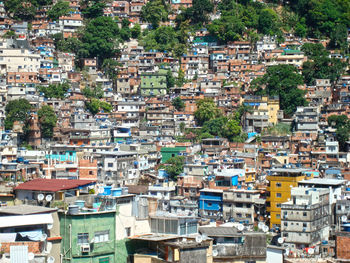 High angle view of buildings in city