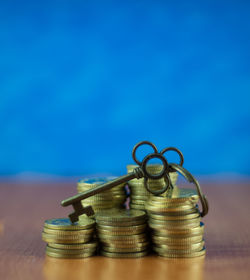 Close-up of coins on table