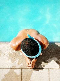 High angle view of woman in swimming pool