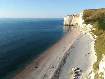 Scenic view of sea against clear sky