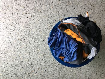 High angle view of garbage can