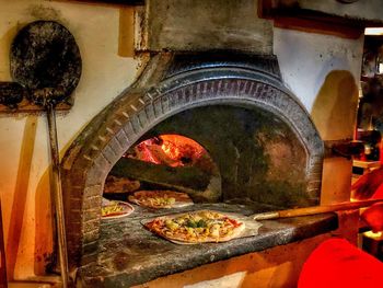 High angle view of food in restaurant