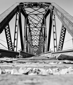 Railway bridge against clear sky