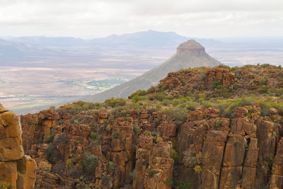 Mountain range valley of desolation and stone desert in the national park south africa