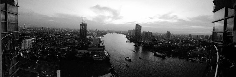 High angle view of buildings in city