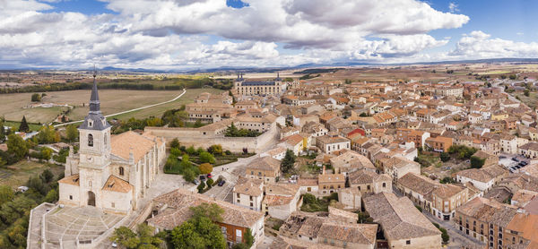 High angle view of townscape against sky