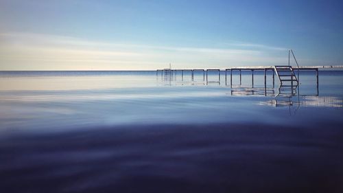 Scenic view of sea against blue sky