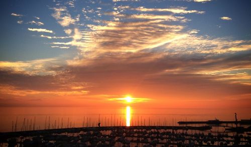 Scenic view of sea at sunset