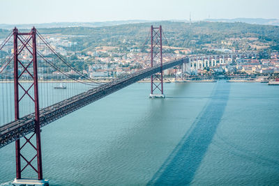 Bridge over river against landscape