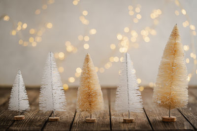 Close-up of christmas decorations on table
