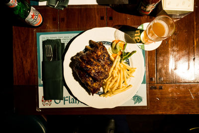 Close-up of food in plate on table
