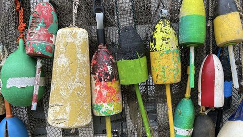 Colorful new england lobster buoys