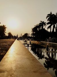 View of swimming pool at beach against clear sky