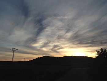 Silhouette landscape at sunset