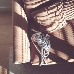 High angle view of shoes on table